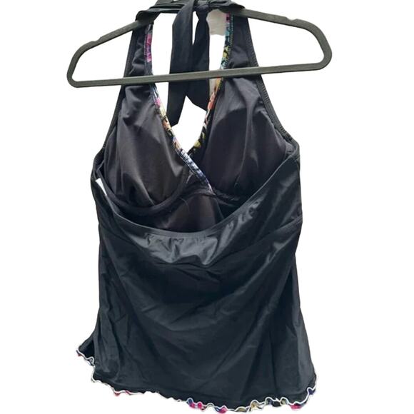 Island Escape Swim Top Mariposa Halterkini Tankini Rainbow Ruffle Trim 6 - Picture 3 of 5